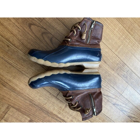 Sperry Womens Saltwater Duck Boots Brown Waterproof Leather Size 7 - Picture 3 of 6